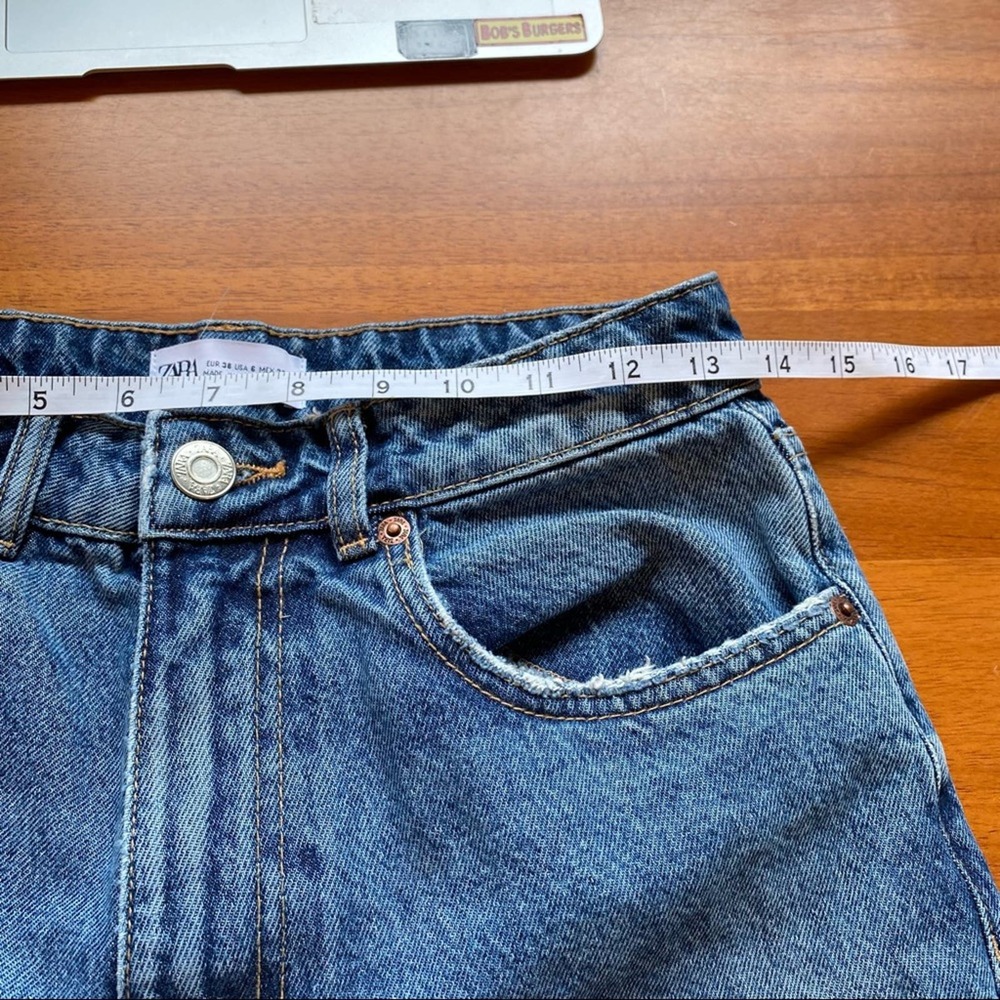 Zara Medium Wash Distressed Slim Straight Jeans - Picture 6 of 8